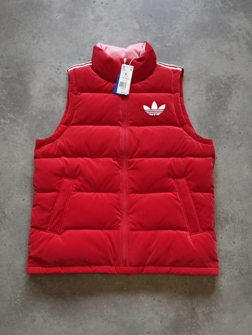 NWT Adidas Originals Adicolor 70s Velvet Vest | Scarlet Red, L